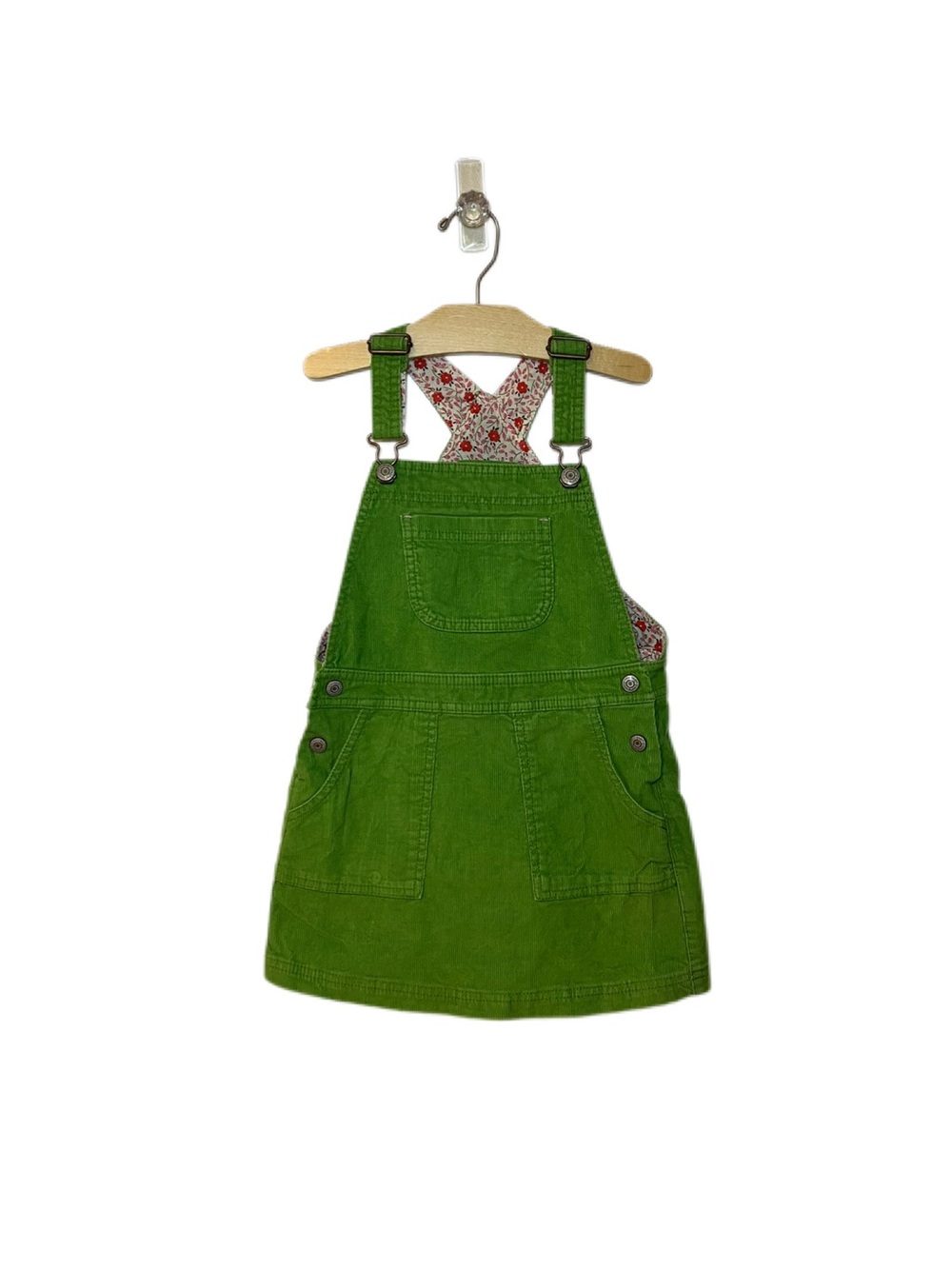 Mini Boden Girls 5-6 Years Green Corduroy Overalls Jumper Dress